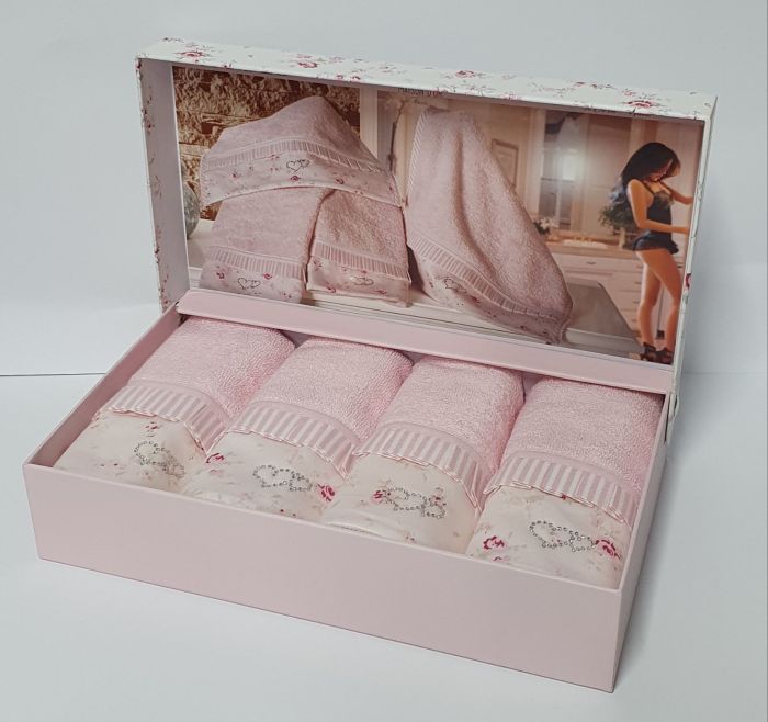 Рушники Maison D'or 4шт Roses 30x50 Pink