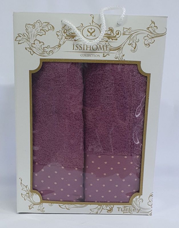 Набір махрових рушників 2шт Issihome точка  Purple