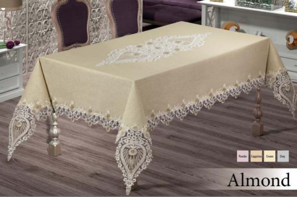 Скатертина з мереживом Maison Royale 160x220 Almond Grey