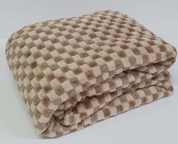 Покривало велюр шахмати 150х200 Beige