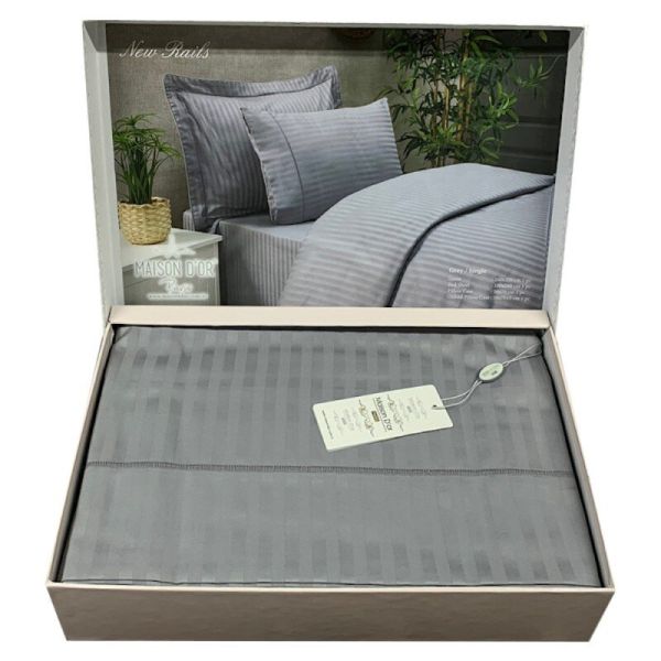 Постільна білизна Maison D'or сатин страйп 160х220 Rails Grey