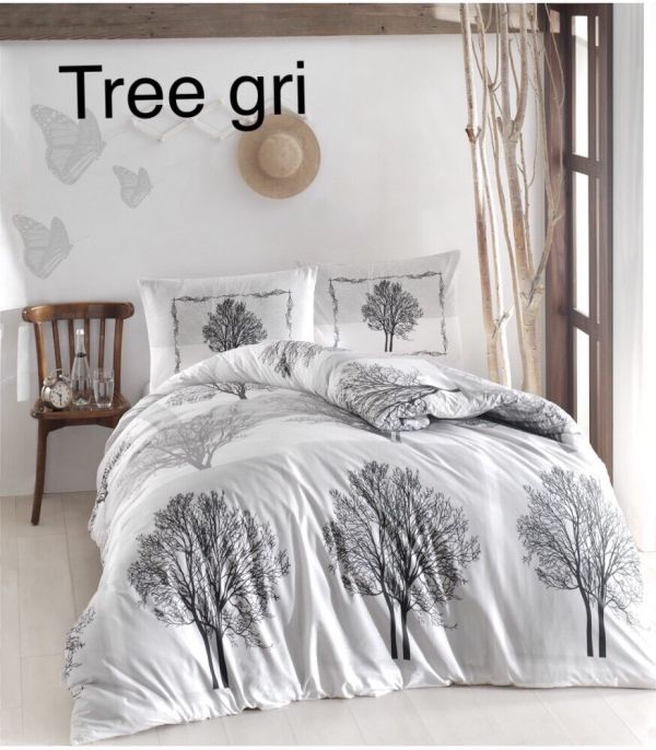 Постільна білизна Altinbasak ранфорс 200x220 Tree Gri