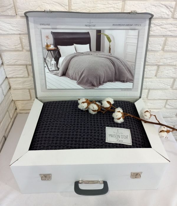 Покривало Maison D'or вафельне Emeline 240x260 Antracit