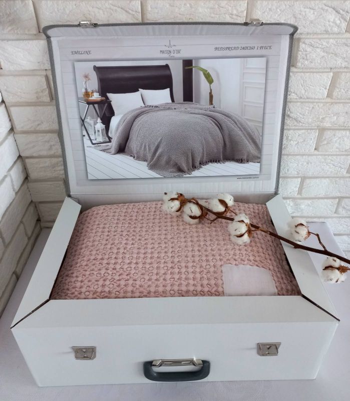 Покривало Maison D'or вафельне Emeline 240x260 Rose