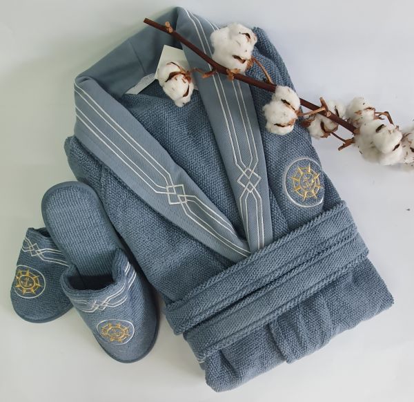 Халат чоловічий Maison D'or Elegance Marine Blue XL
