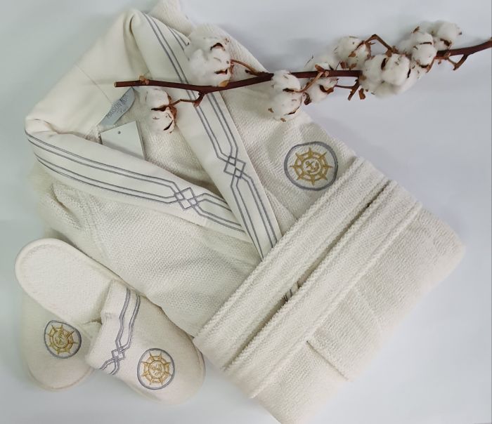 Халат чоловічий Maison D'or Elegance Marine Ecru L