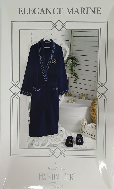 Халат чоловічий Maison D'or Elegance Marine Ecru L