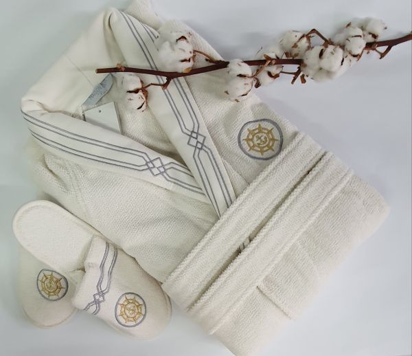Халат чоловічий Maison D'or Elegance Marine Ecru XL