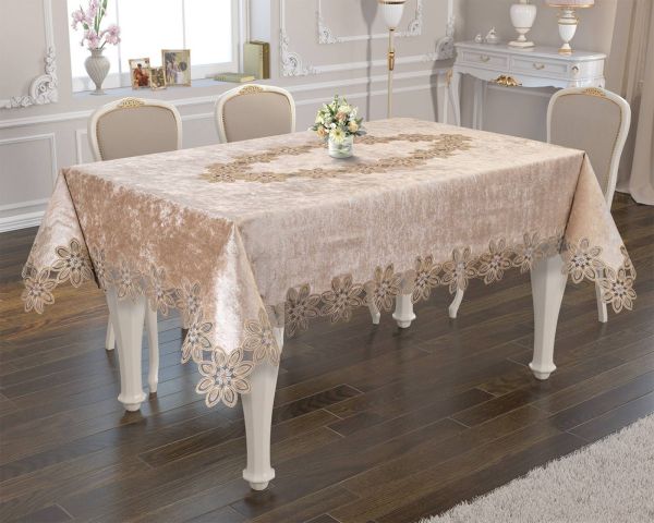 Скатертина Велюр Acme Tekstil 160x350 Daisy Capiccino PVS