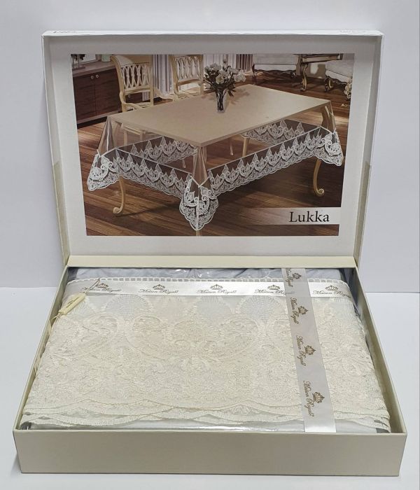 Силіконова скатертина з мереживом Maison Royale 160х300 Lukka Cream