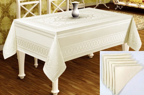 Скатертина Sagol тефлон 160x260 St-052 Cream + 8 серветок *