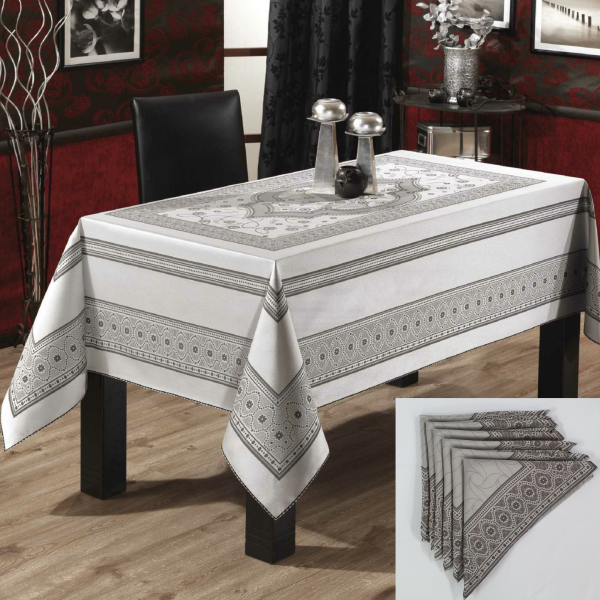 Скатертина Sagol тефлон 160x260 St-052 Grey + 8 серветок *