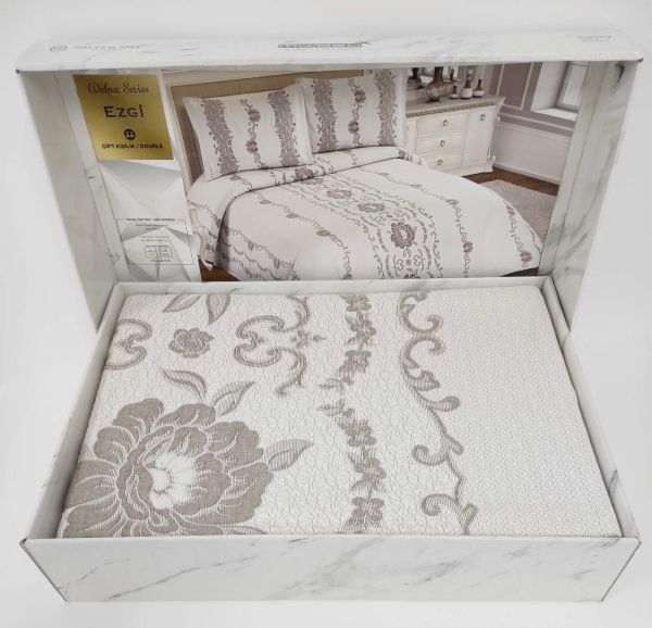 Покривало My Bed Жакард 240x260 з наволочками Ezgi Cappucino