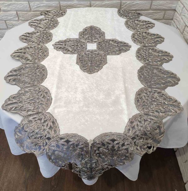 Доріжка велюрова Acme з мереживом 70*160 Harem Krem