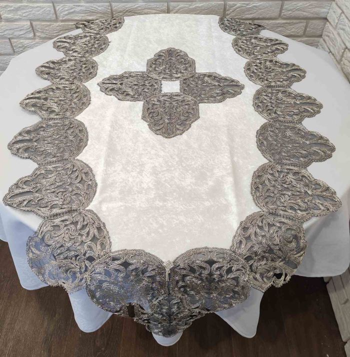 Доріжка велюрова Acme з мереживом 70*160 Harem Krem