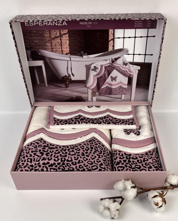 Рушники Maison D'or 3шт Esperanza Ecru - Dark lilac