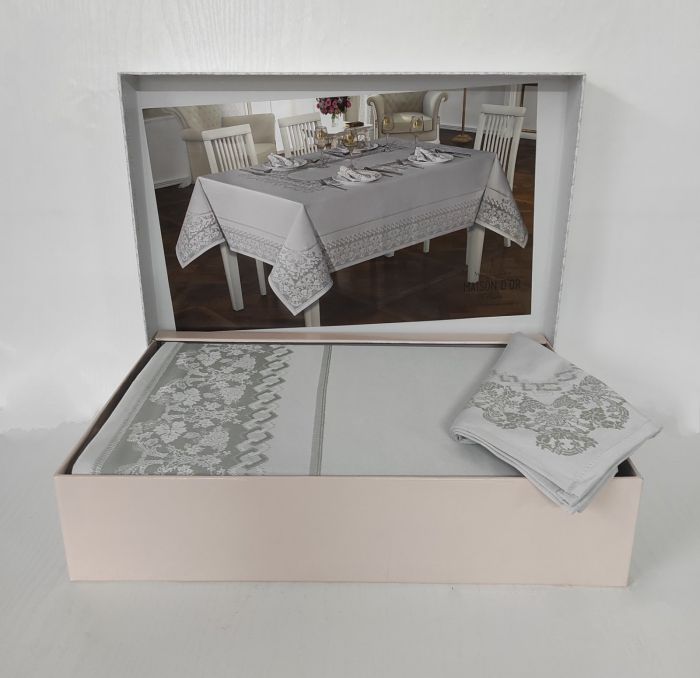 Скатертина Set Maison D'or 160х320+8psc Palmer Gri