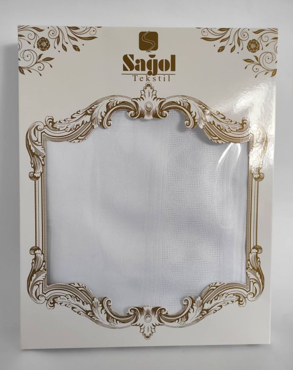Скатертина Sagol тефлон 160x350 St-052 White в коробці *