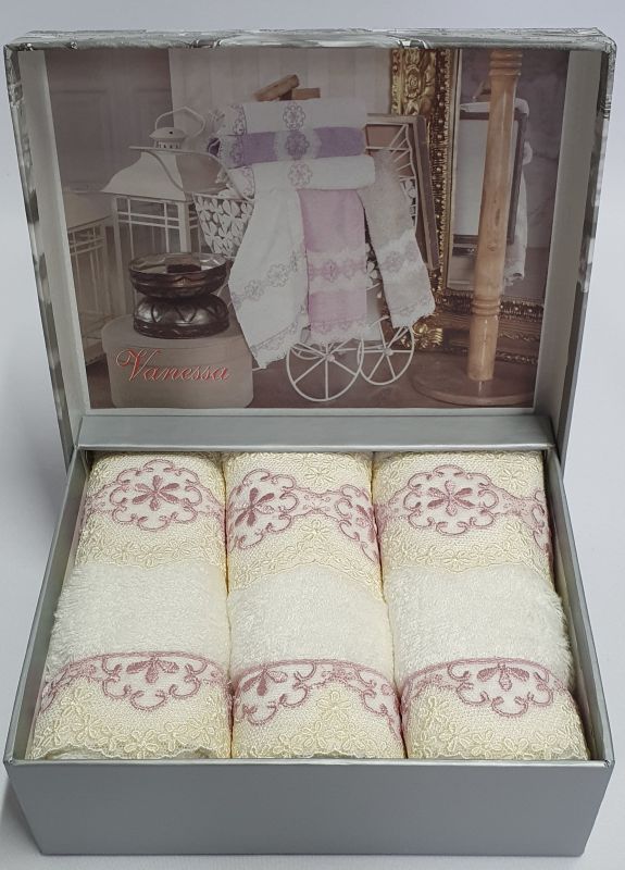 Рушники Maison D'or 3шт Vanessa Set 30x50 Ecru-Lilac