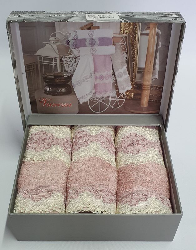 Рушники Maison D'or 3шт Vanessa Set 30x50 Rosa