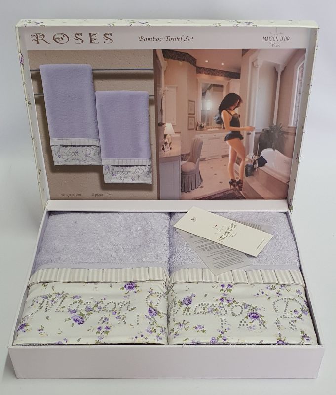 Рушники Maison D'or 2шт Roses Бамбук 50x100 Lilac