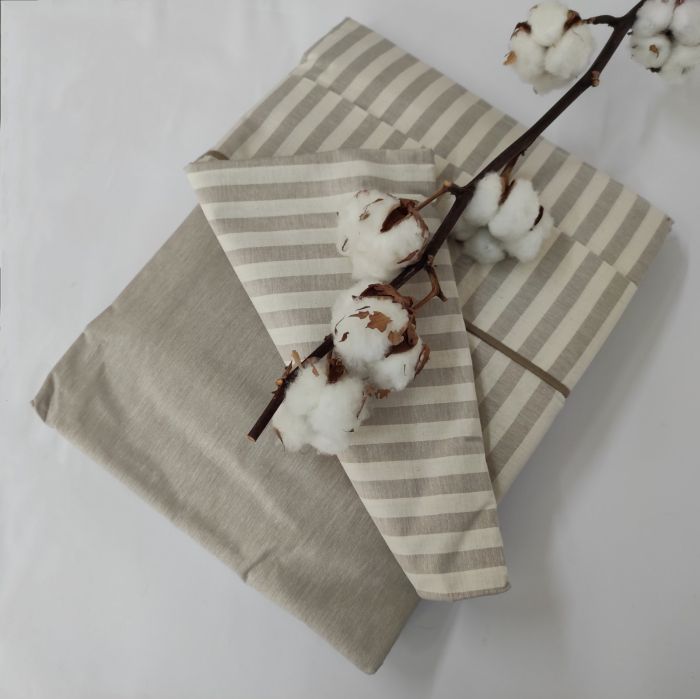 Постільна білизна Maison D'or ранфорс полоска 160х220 Lines thick Beige