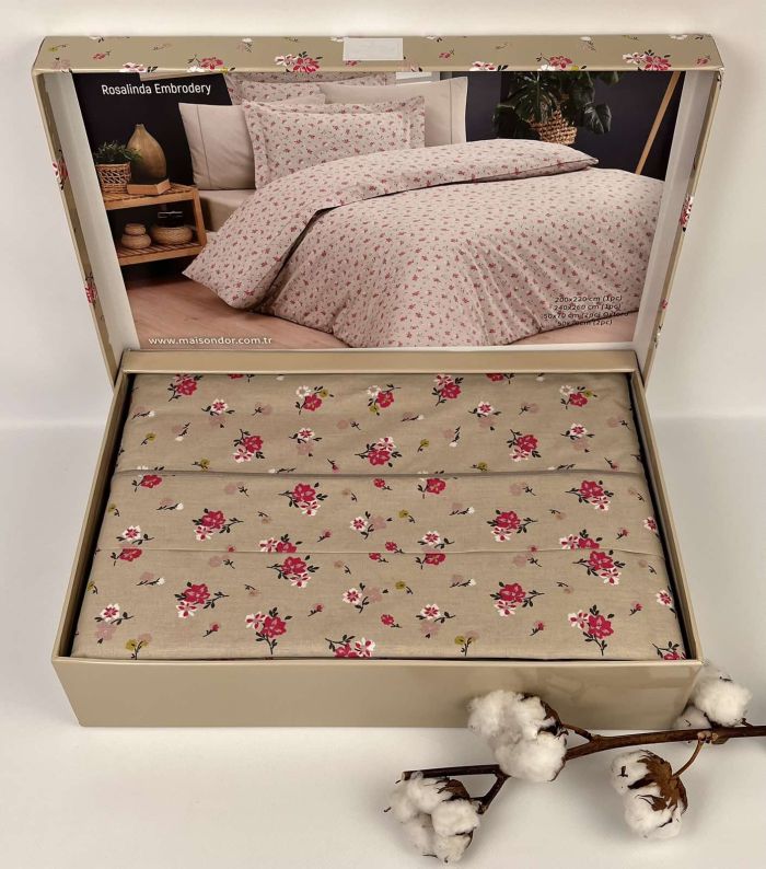 Постільна білизна Maison D'or ранфорс Rosalinda 200х220 Beige