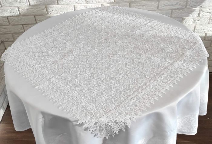 Скатертина квадратна гипюр 85х85 код ST-396 White