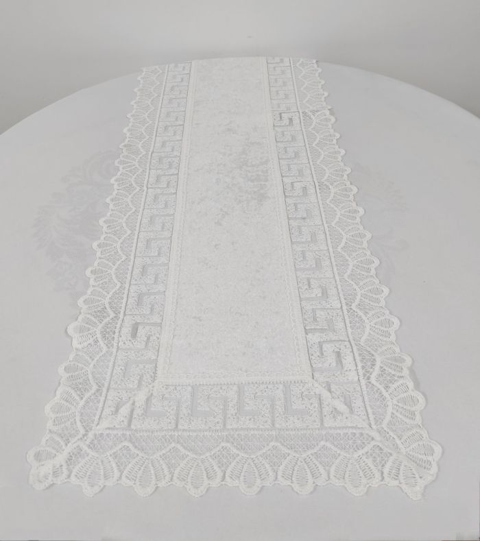 Доріжка велюрова Acme з мереживом 40*100 Vefa Krem