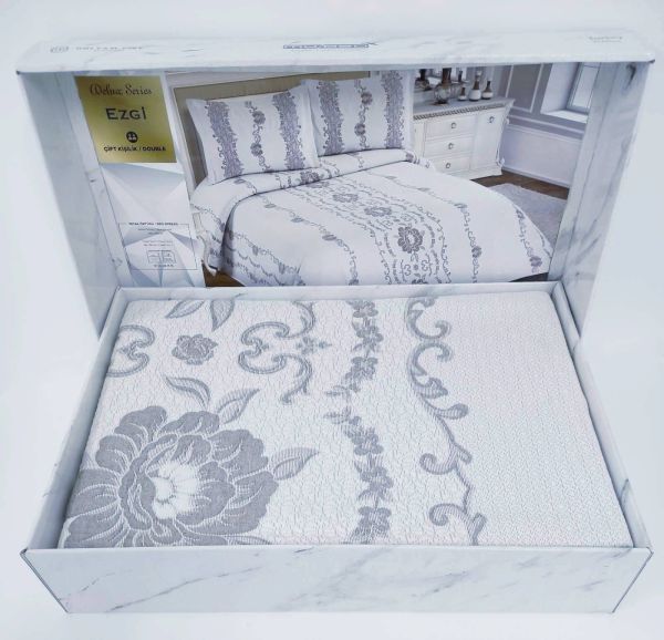 Покривало My Bed Жакард 240x260 з наволочками Ezgi Grey