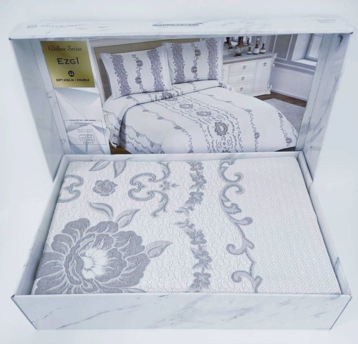 Покривало My Bed Жакард 240x260 з наволочками Ezgi Grey