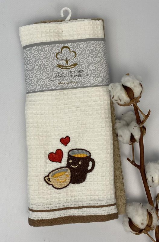 Набір кухонних рушників 2 шт Cottonize Tea and coffee Beige