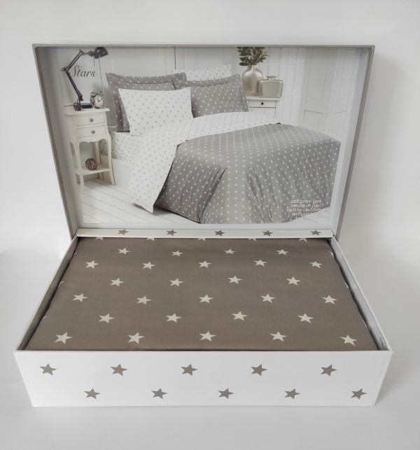 Постільна білизна Maison D'or сатин 200х220 Stars Beige