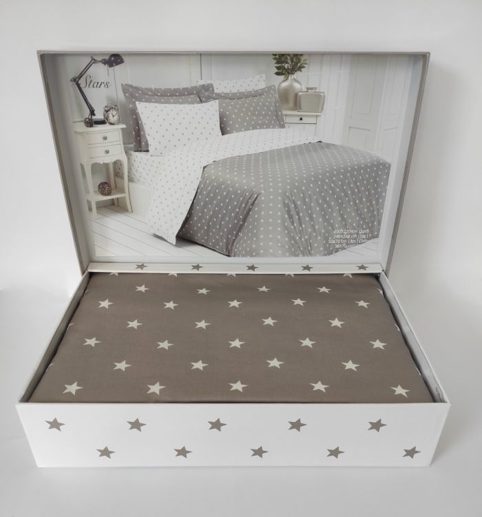 Постільна білизна Maison D'or сатин 200х220 Stars Beige