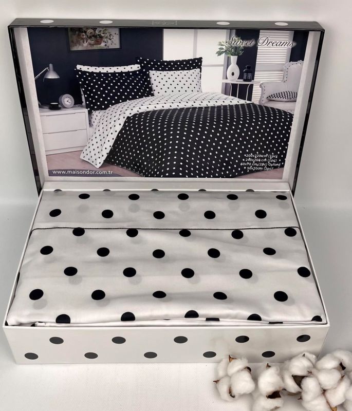 Постільна білизна Maison D'or сатин 160х220 Sweet Dreams Dark Grey