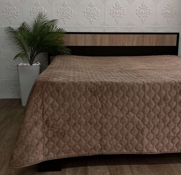Покривало  ТЕП "ВЕЛЮР" 180х240см Cappuccino Ромб круглий