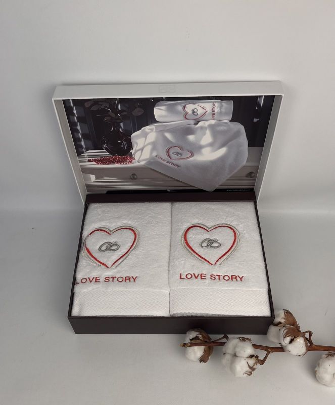 Рушники Maison D'or 2шт Love story "Solitaire ring" White