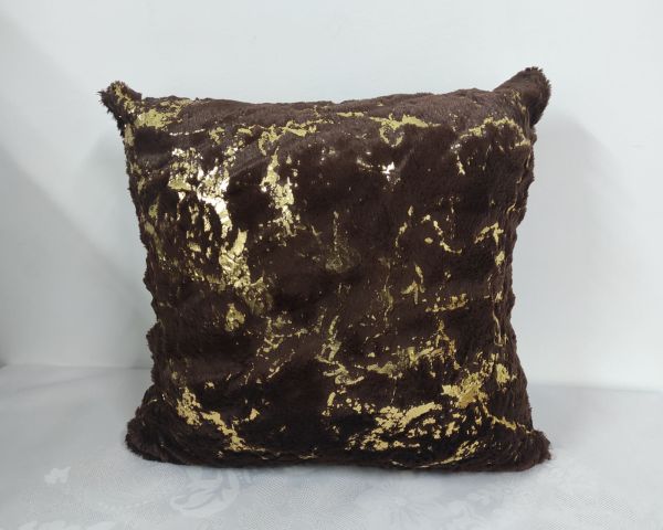 Наволочка велюр з золотом 40*40 Chocolate