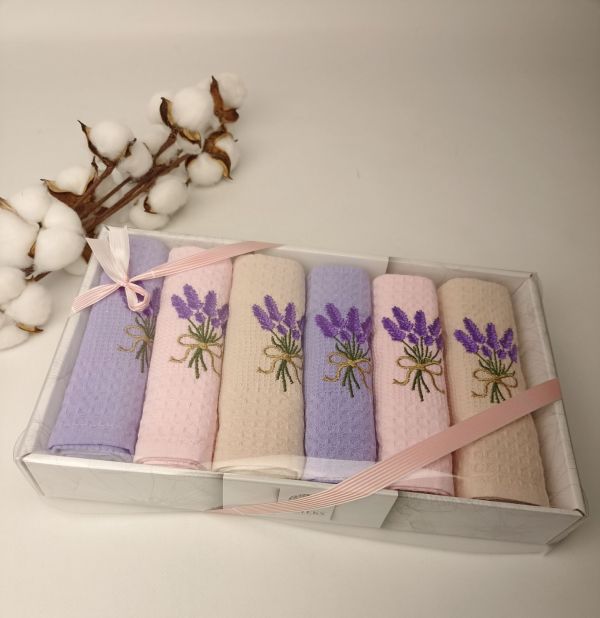 Набір вафельних рушників Nilteks 6 шт Tencel Lavender
