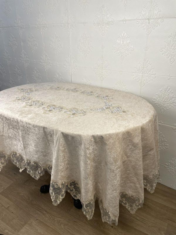 Скатертина Велюр Acme Tekstil 160x220 ovale Kyrien Capiccino PVS