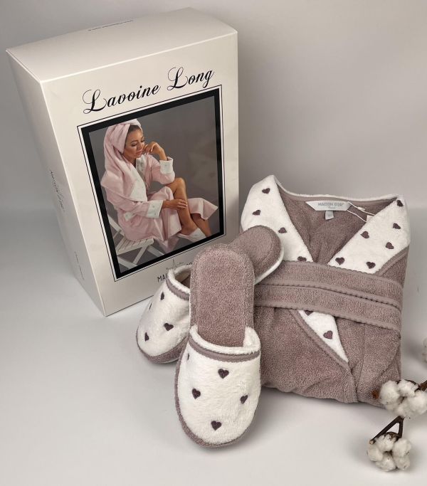 Халат жіночий Maison D'or Lavoine Long Hearts Dark Lilac S