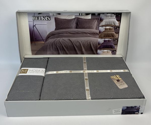 Покривало Moda Box 240х260 з наволочками Belkis Antrasit