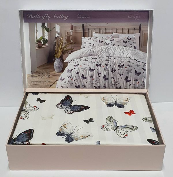 Постільна білизна Maison D'or сатин 200х220 Butterfly Valley Grey
