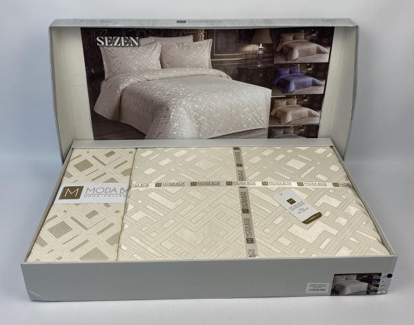 Покривало Moda Box 240х260 з наволочками Sezen Krem