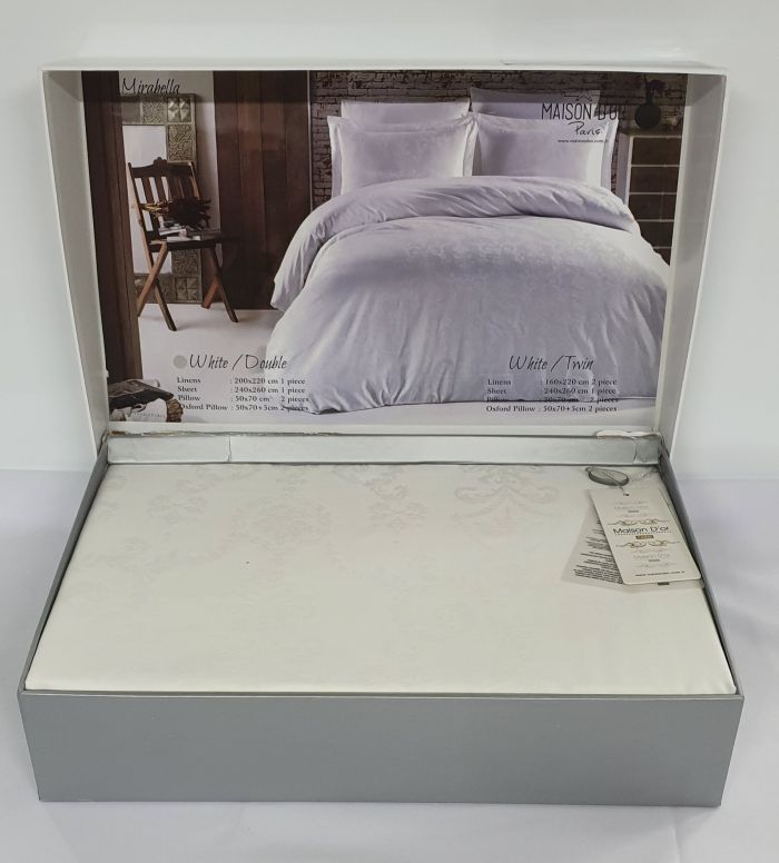 Постільна білизна Maison D'or сатин жаккард 200х220 Mirabella White