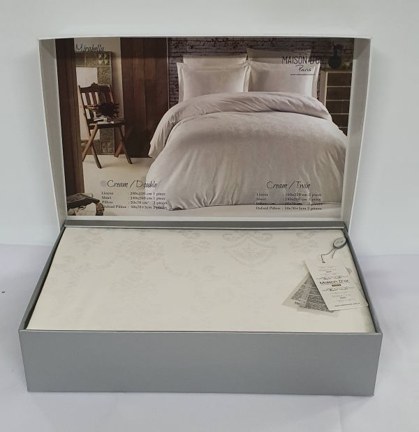 Постільна білизна Maison D'or сатин жаккард 200х220 Mirabella Cream