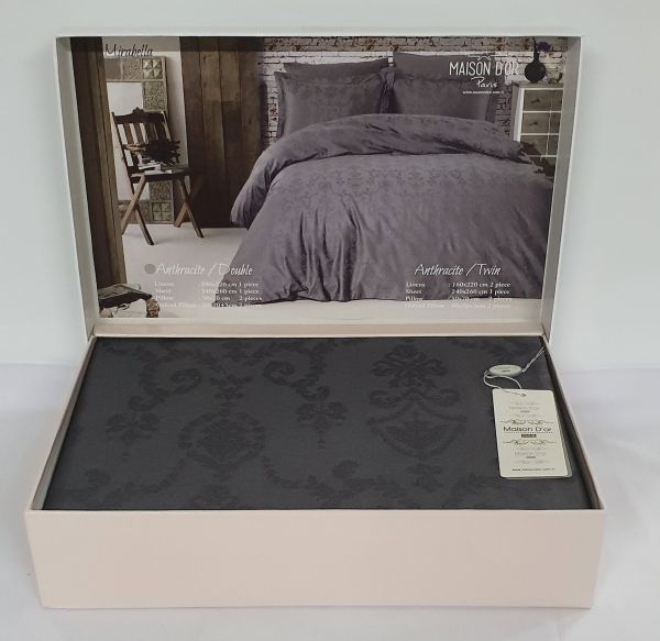 Постільна білизна Maison D'or сатин жаккард 200х220 Mirabella Anthracite