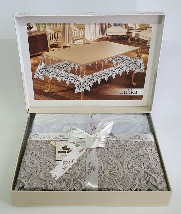 Силіконова скатертина з мереживом Maison Royale 160х220 Lukka Grey