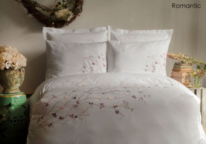 Постільна білизна Pupilla Collection сатин з вишивкою 200х220 Romantic Beyaz