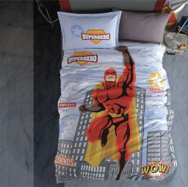 Постільна білизна CLASY ранфорс 160x220 см SUPERHERO V1 GRI